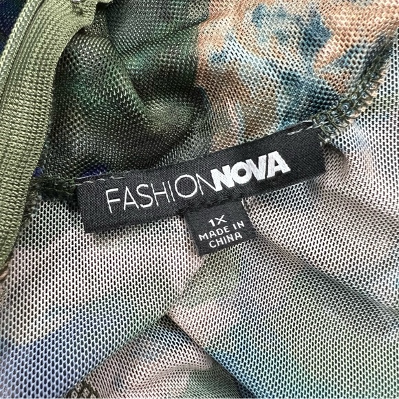 Fashion Nova Angelic Moments Ruched Mini Dress Green Size 1X - Picture 13 of 15